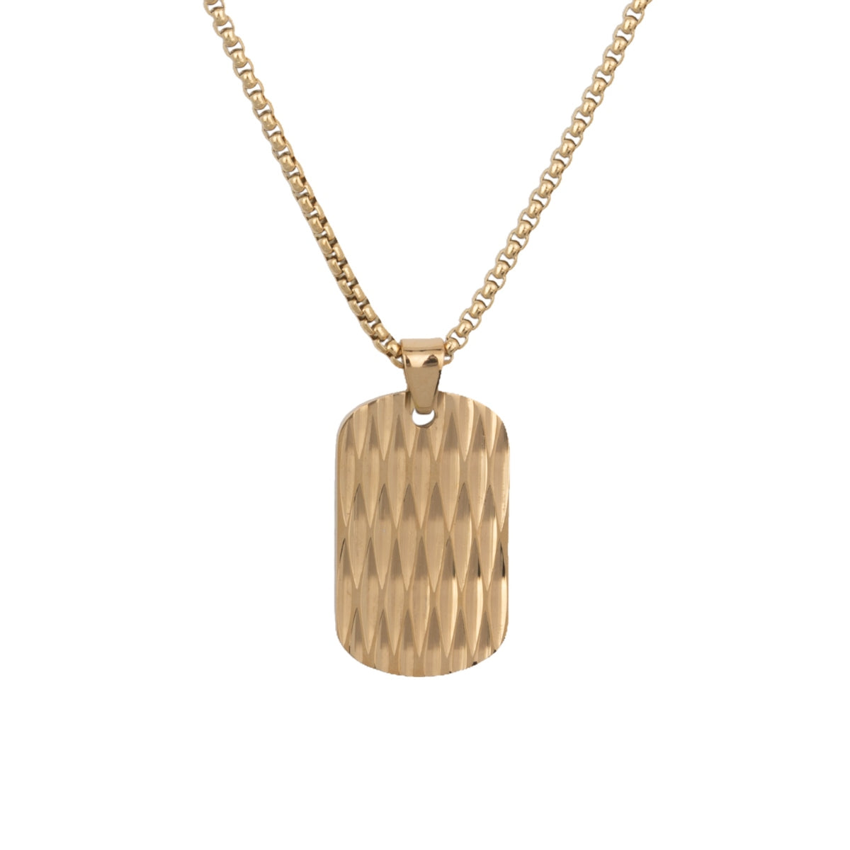 Gold Groove Dog Tag Necklace