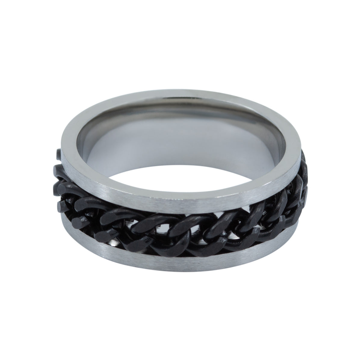 Men&#39;s Black Chain Link Anxiety Ring