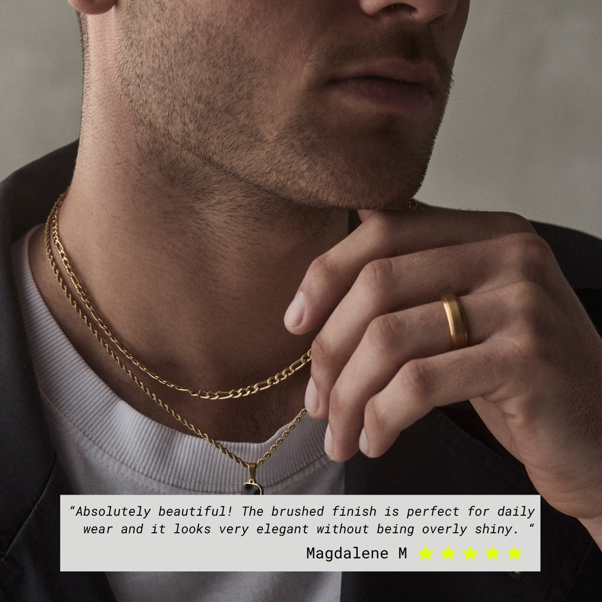 Men’s Brushed Gold Tungsten Ring
