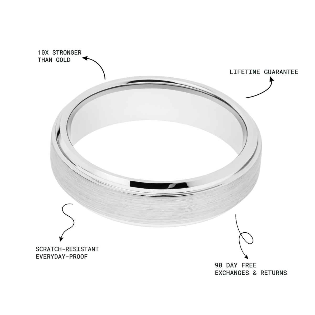 Men’s Brushed Silver Tungsten Ring