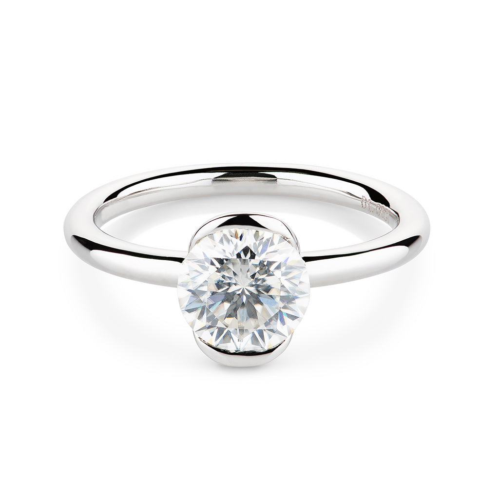 Round Bezel Moissanite Engagement Ring