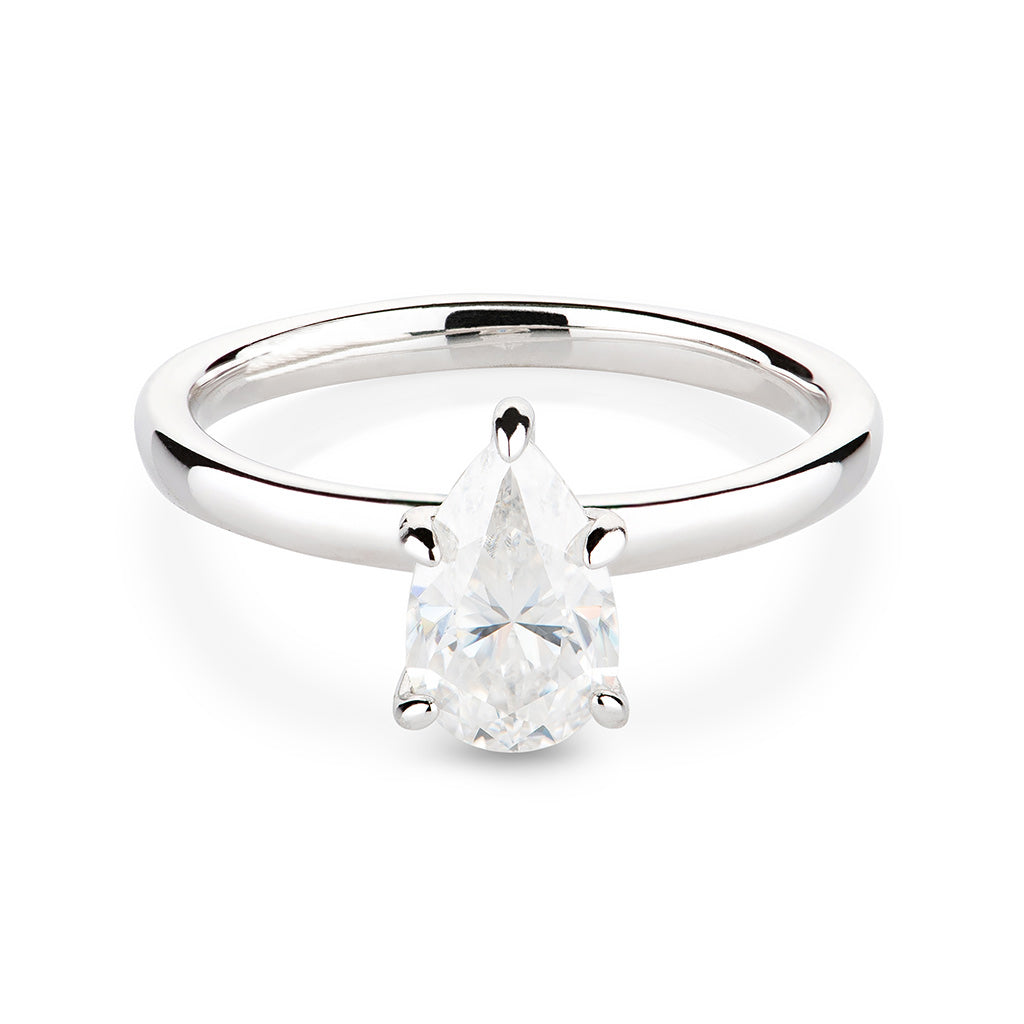 Pear Solitaire Moissanite Engagement Ring