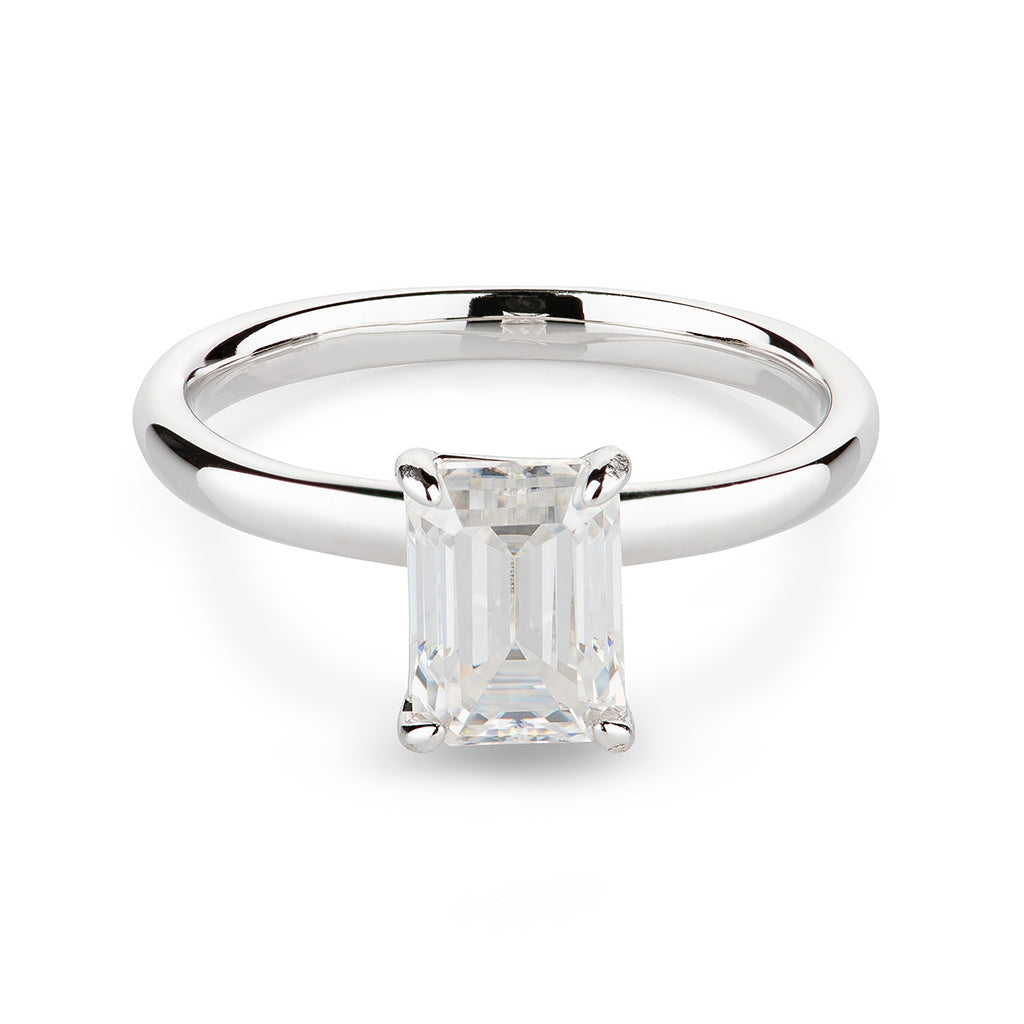Emerald Cut Moissanite Engagement Ring