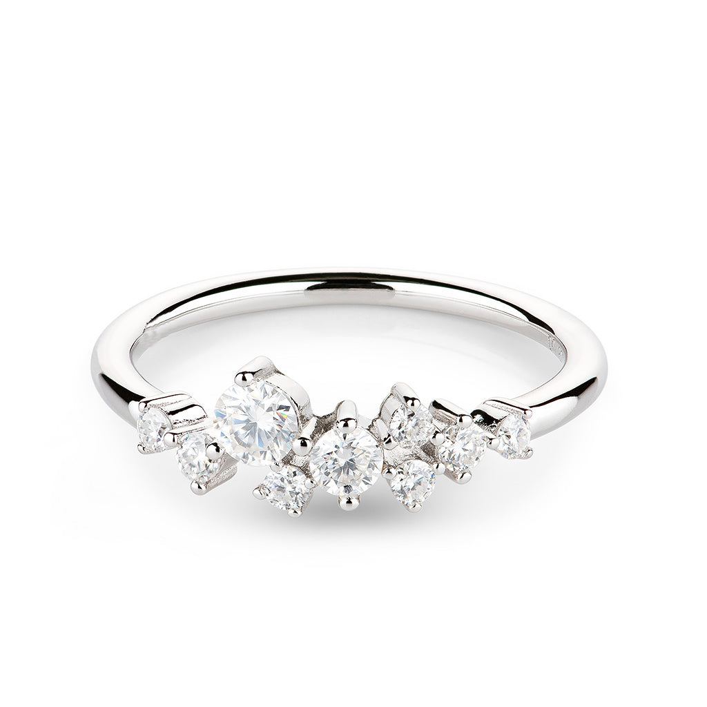 Scattered Cluster Moissanite Ring