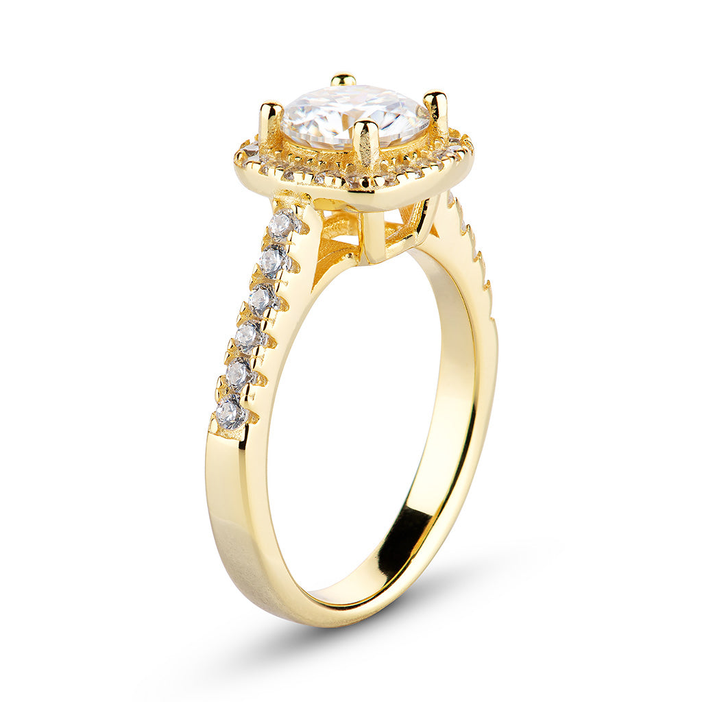 Cushion Halo Pave Moissanite Engagement Ring