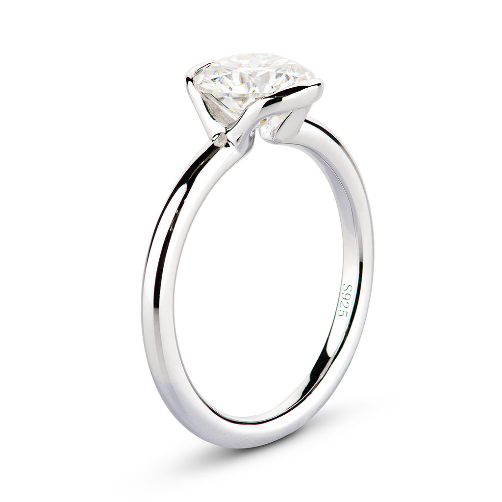 Round Bezel Moissanite Engagement Ring
