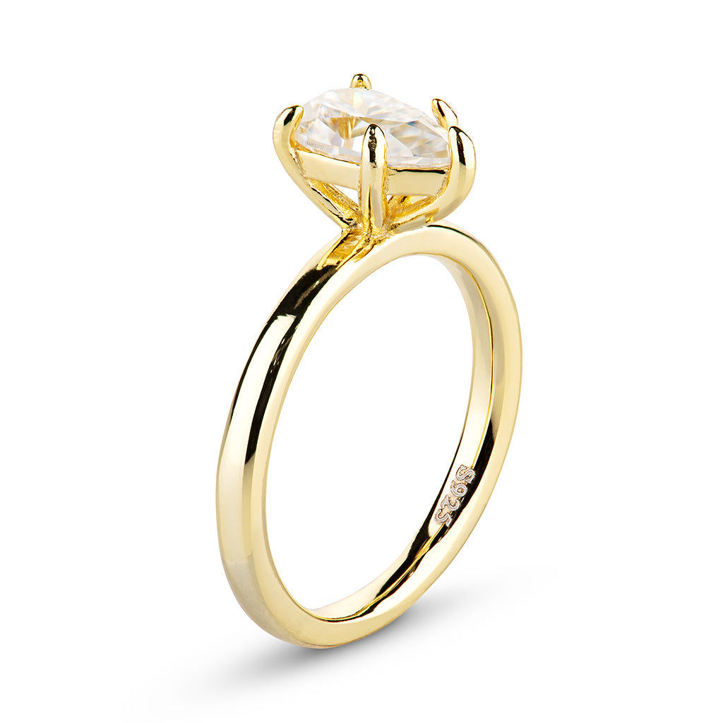Pear Solitaire Moissanite Engagement Ring
