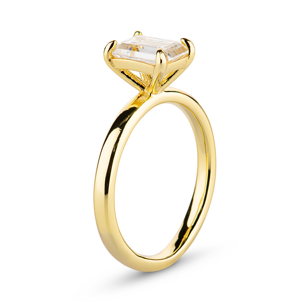 Emerald Cut Moissanite Engagement Ring