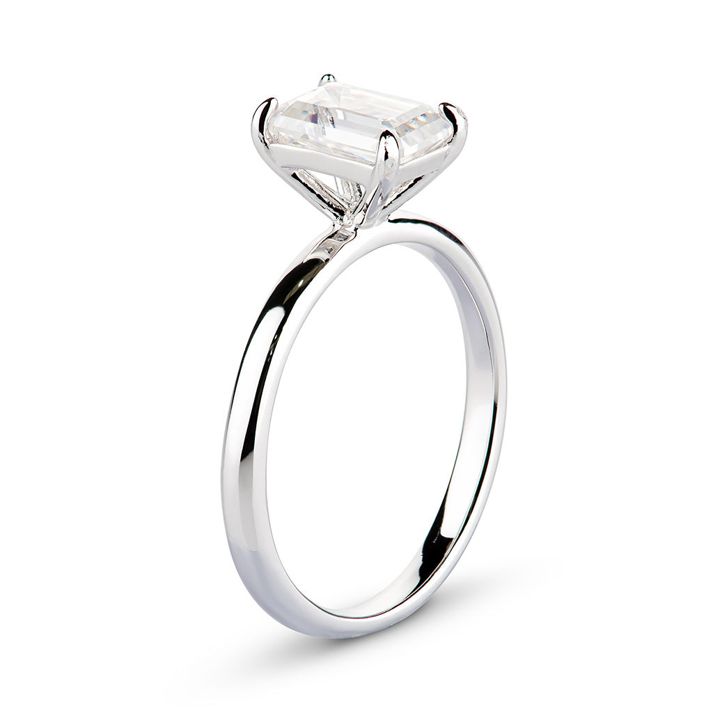 Emerald Cut Moissanite Engagement Ring