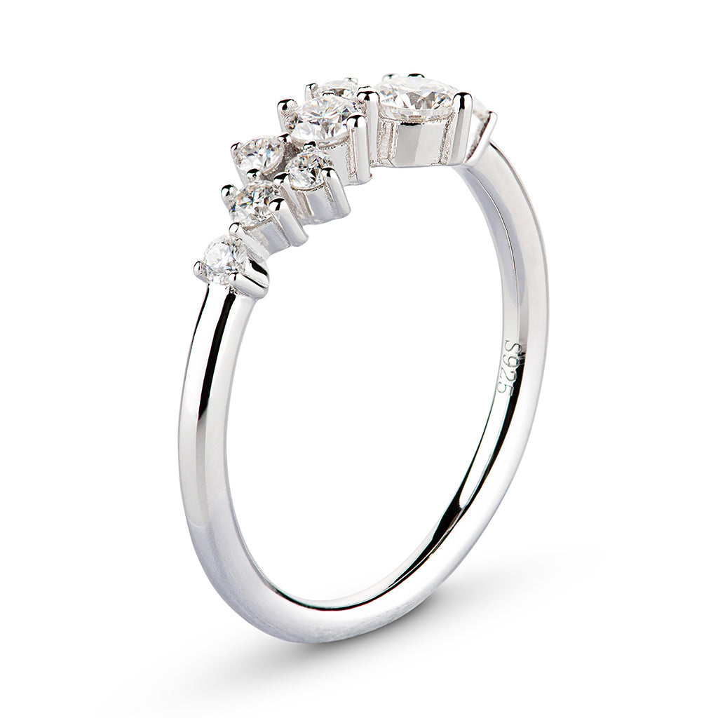 Scattered Cluster Moissanite Ring