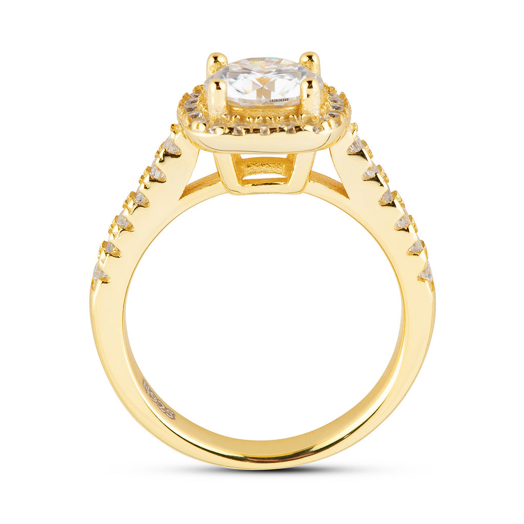 Cushion Halo Pave Moissanite Engagement Ring