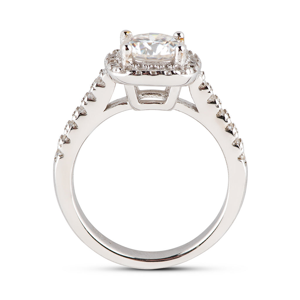 Cushion Halo Pave Moissanite Engagement Ring
