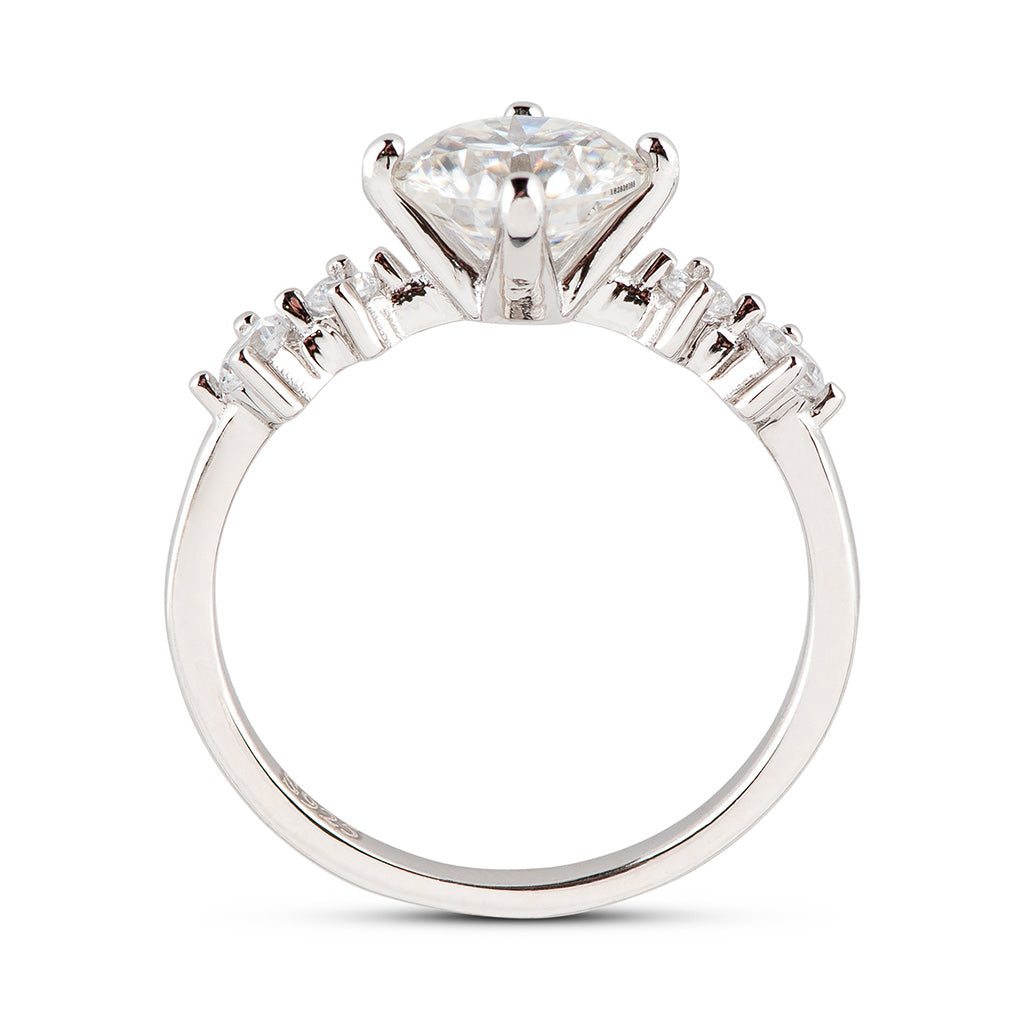Round Cluster Accent Moissanite Engagement Ring