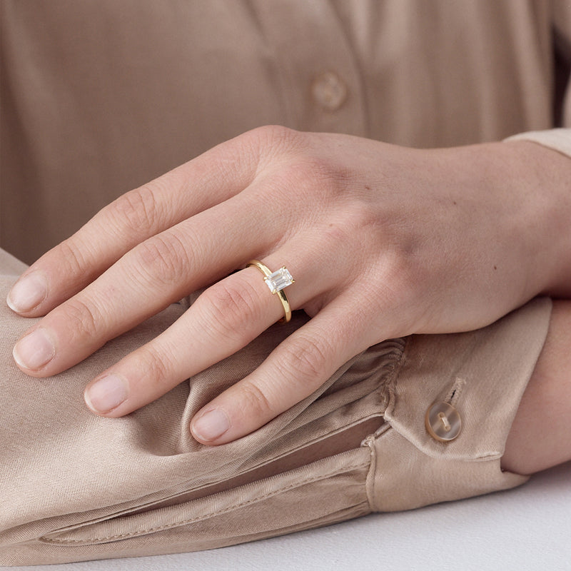 Emerald Cut Moissanite Engagement Ring