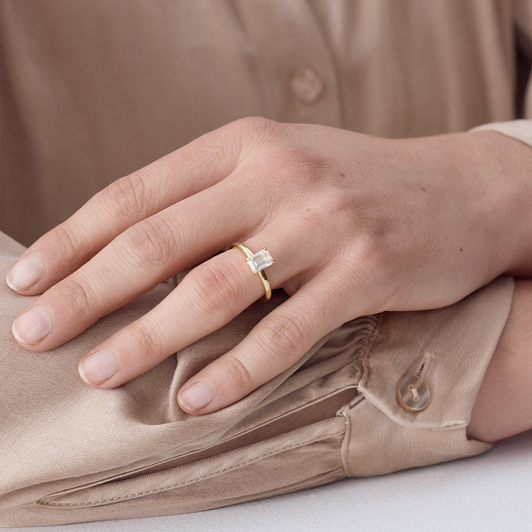 Emerald Cut Moissanite Engagement Ring