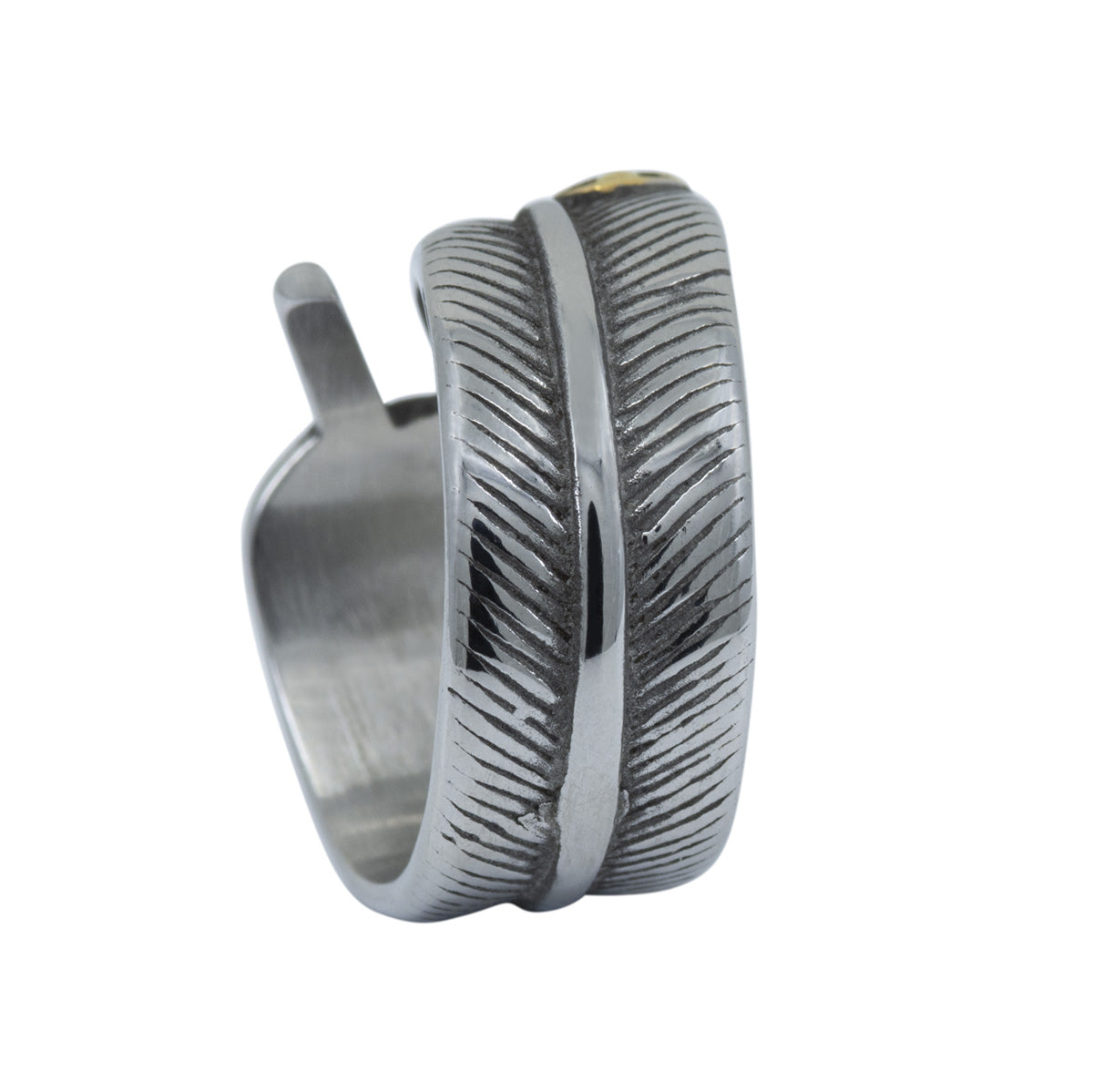 Men's Stainless Steel Feather Ring