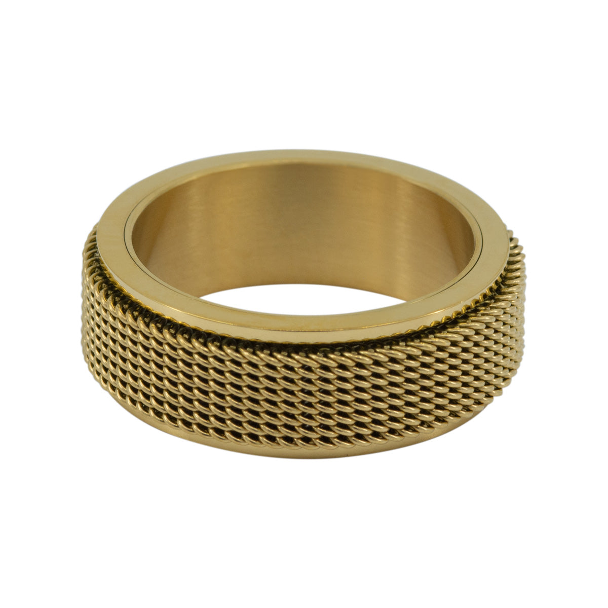 Men&#39;s Gold Steel Mesh Anxiety Ring