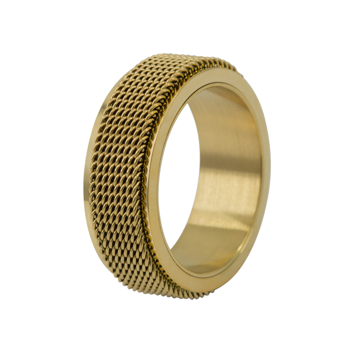Men&#39;s Gold Steel Mesh Anxiety Ring