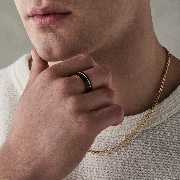 Men’s Black with Gold Accent Tungsten Ring | Tungsten rings - ETRNL