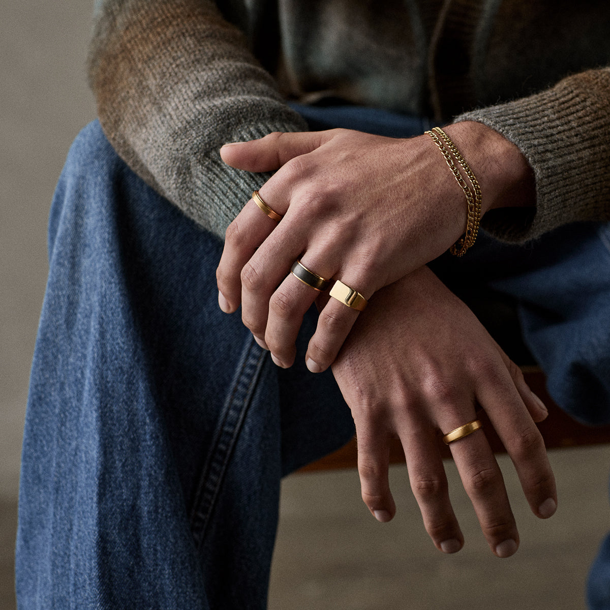 Men’s Gold Plated Rectangle Signet Ring