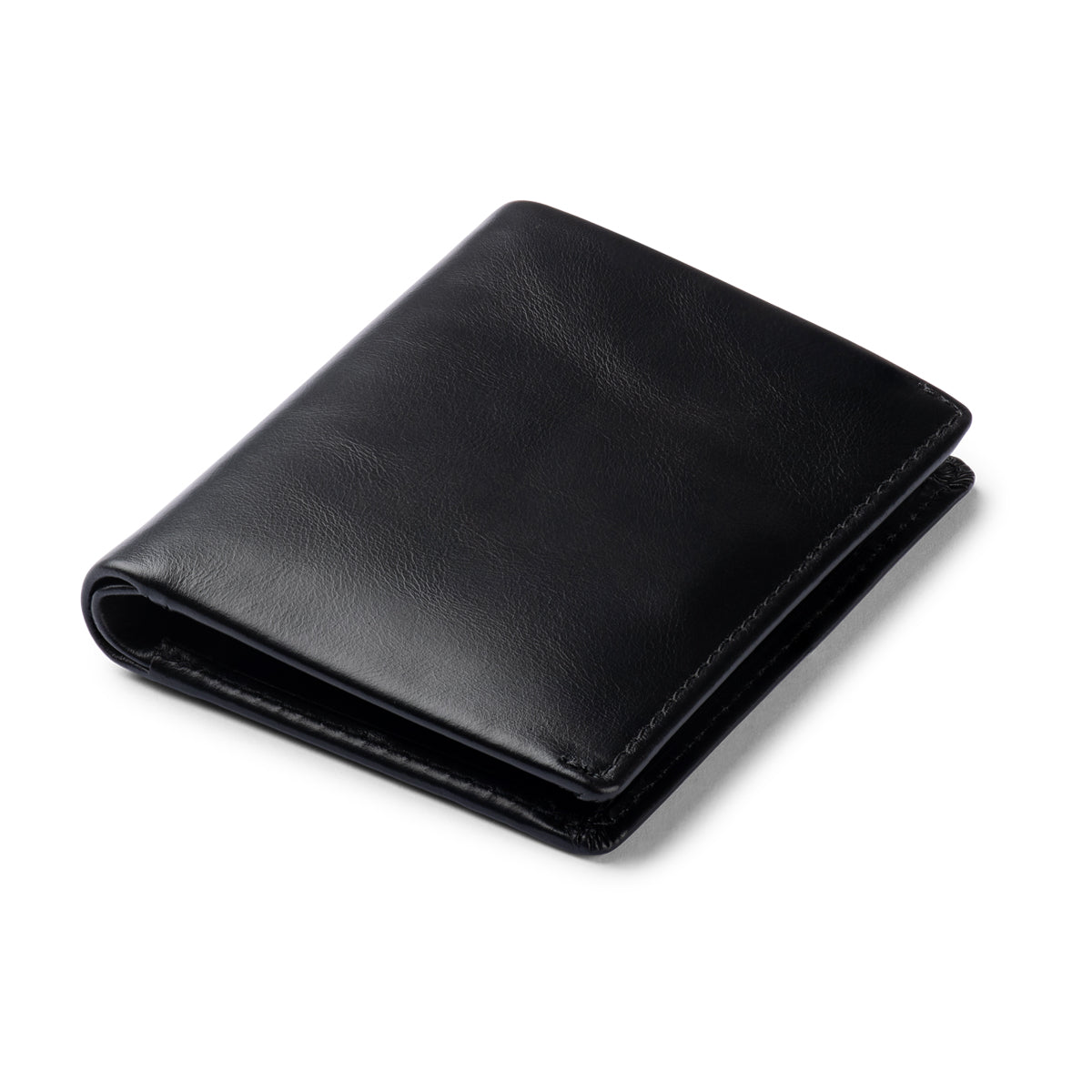 Black leather wallet on a white background