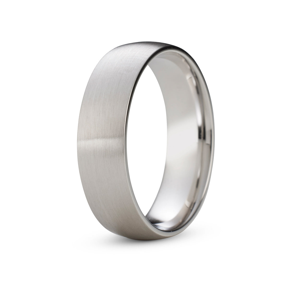 Men&#39;s Brushed Dome White Gold Ring