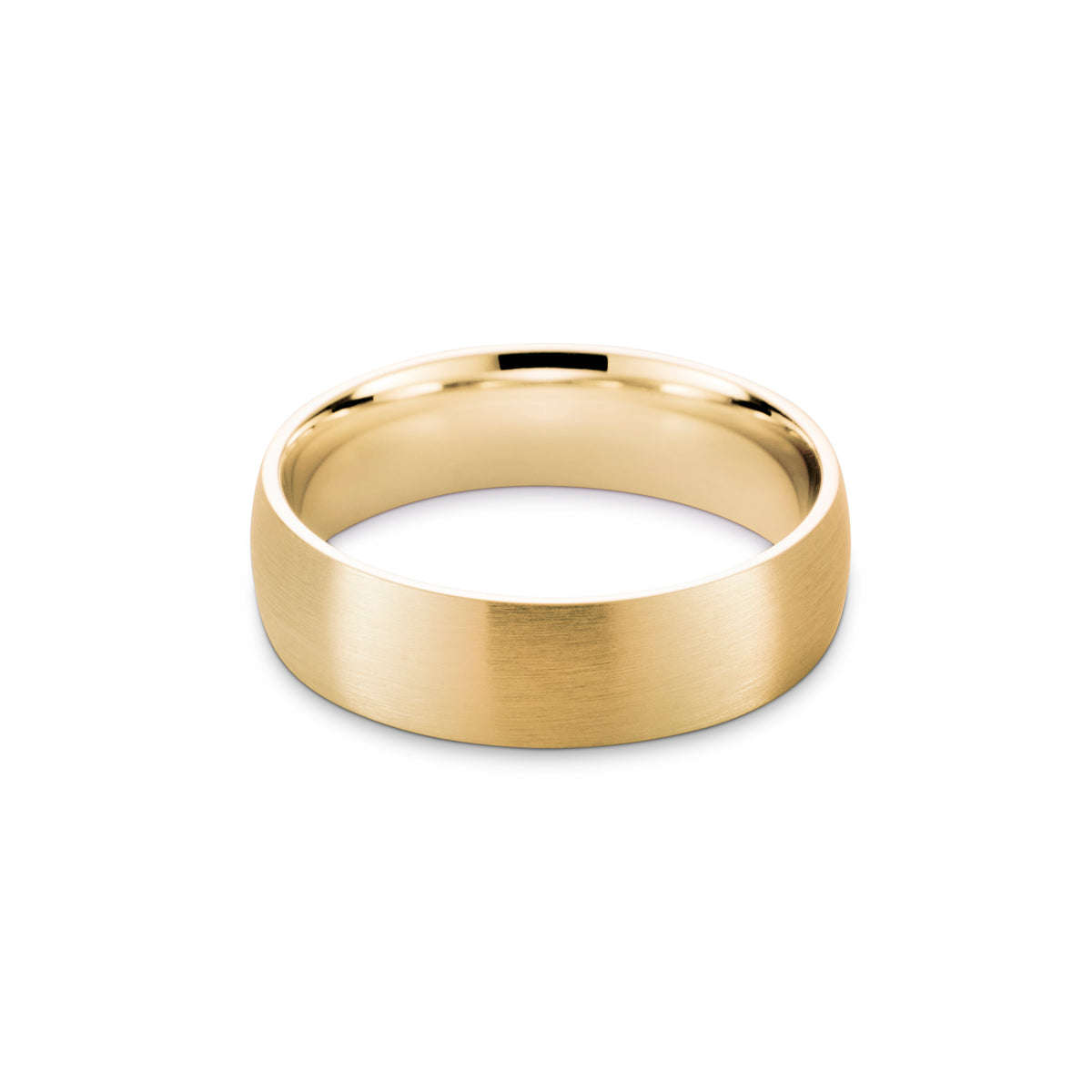 Men&#39;s Brushed Dome Yellow Gold Ring