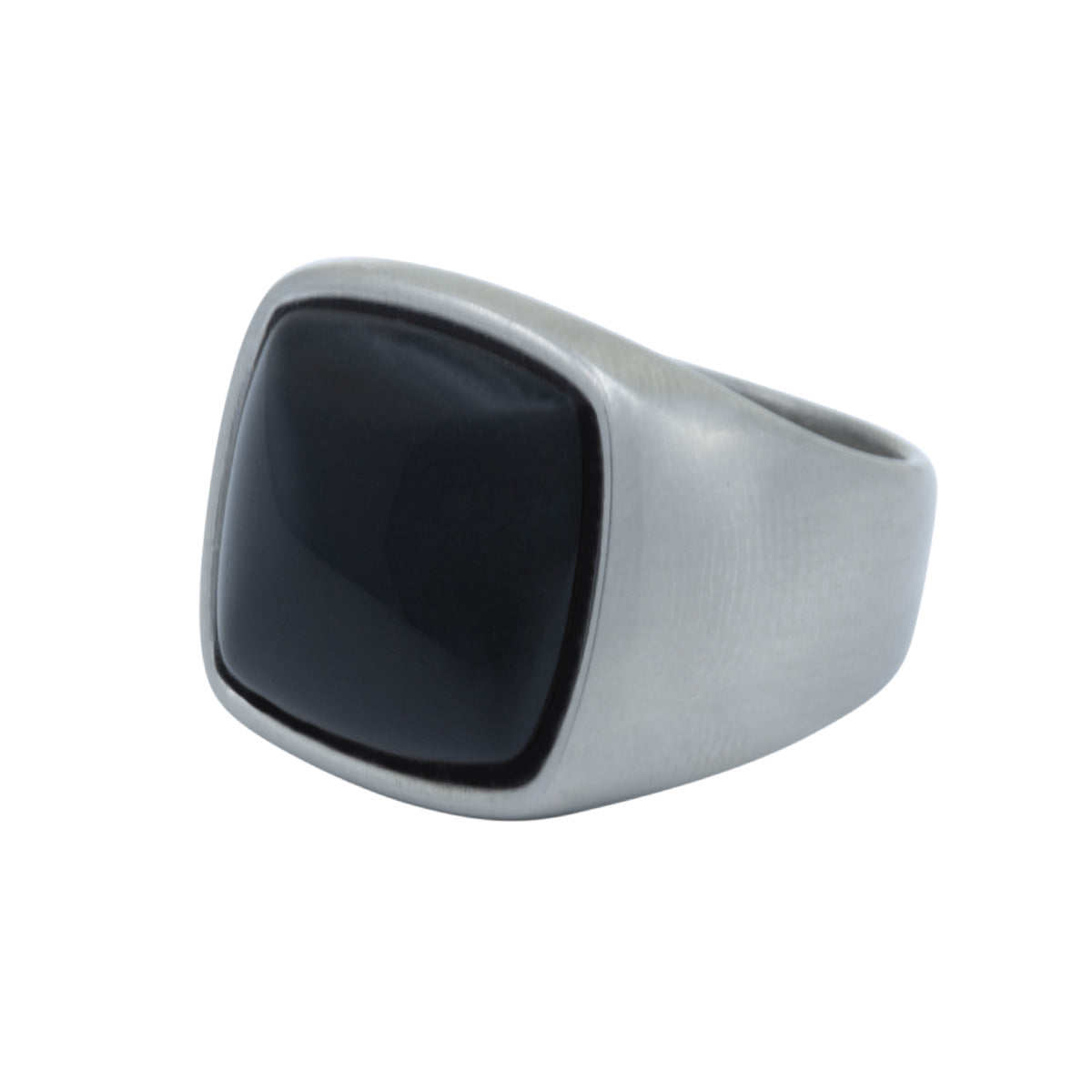Men&#39;s Silver Square Onyx Signet Ring