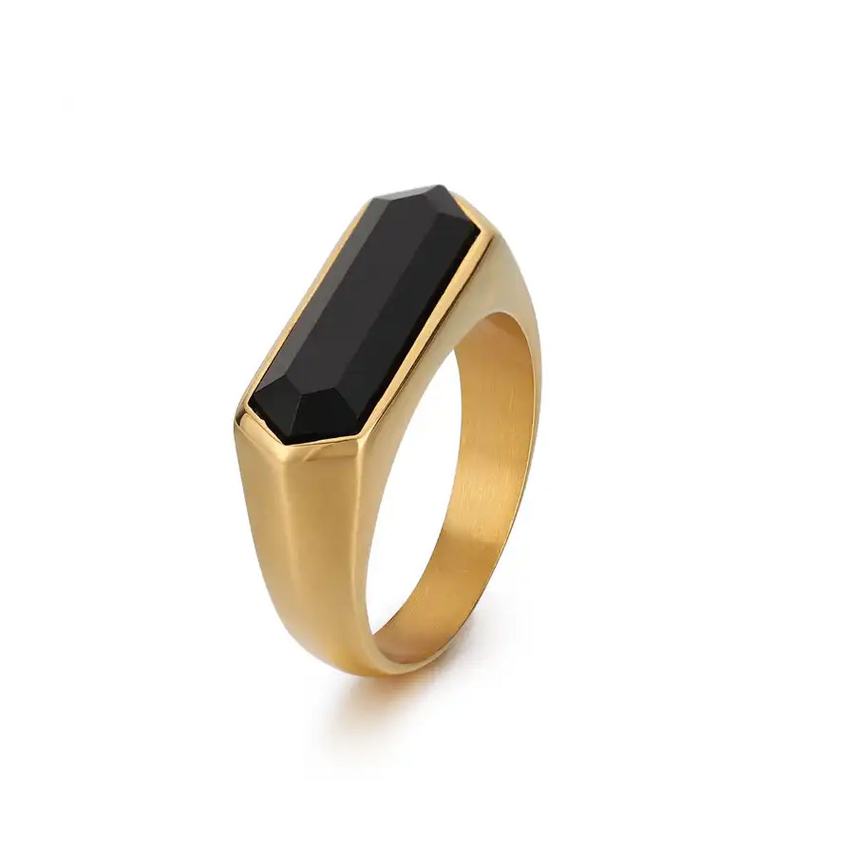 Men's Gold Bar Onyx Signet Ring