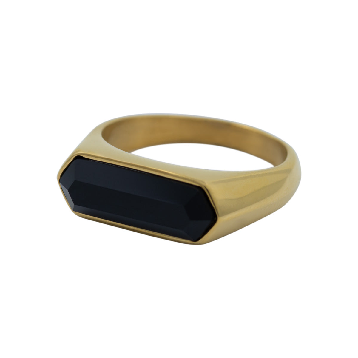 Men&#39;s Gold Bar Onyx Signet Ring