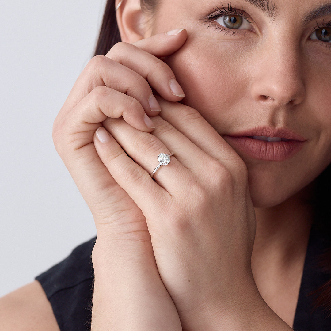 Round Bezel Moissanite Engagement Ring