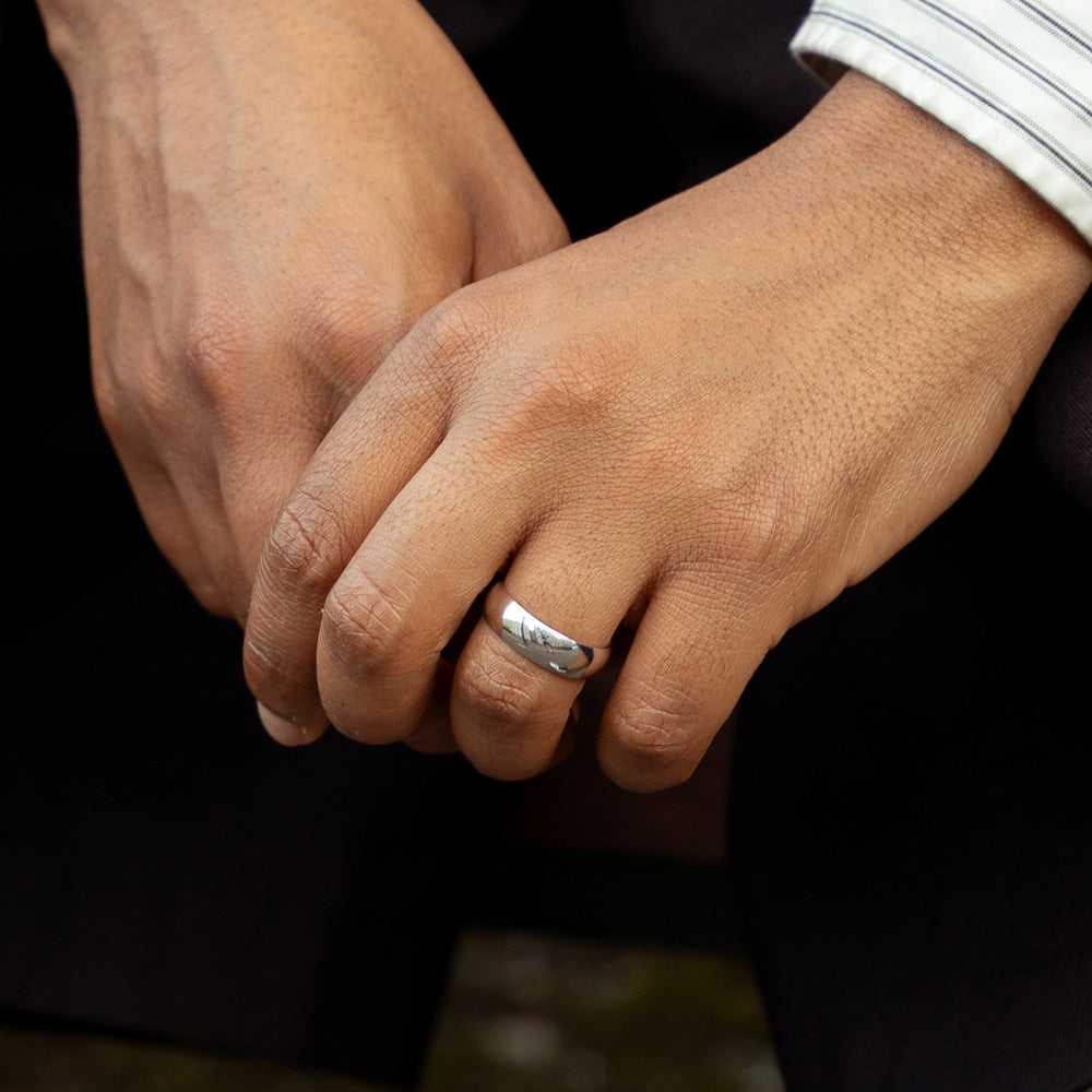 mens white gold dress rings The Harrison 6mm Men's Domed Polished Finish 10K White Gold Wedding Band 5 / 6mm