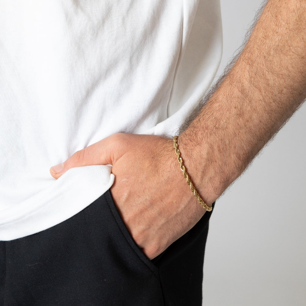 925 Sterling Silver Rope Chain Bracelet Mens Gold Silver Bracelets
