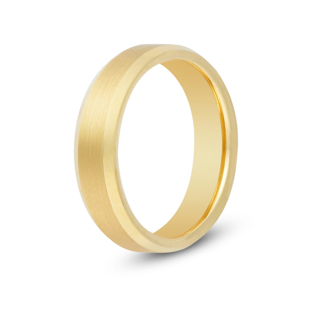 Men’s Brushed Gold Beveled Tungsten Ring