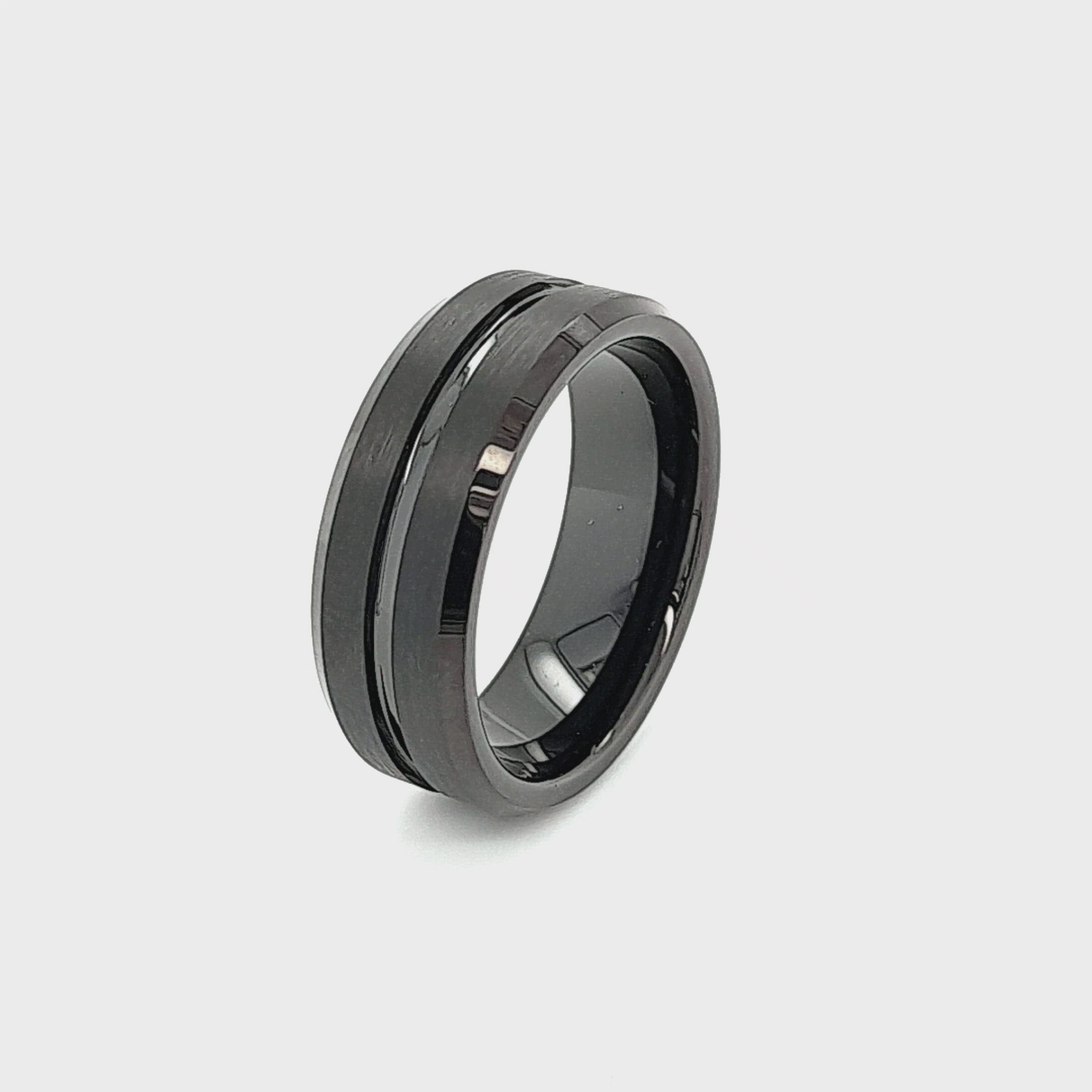 Men's Groove Tungsten Ring