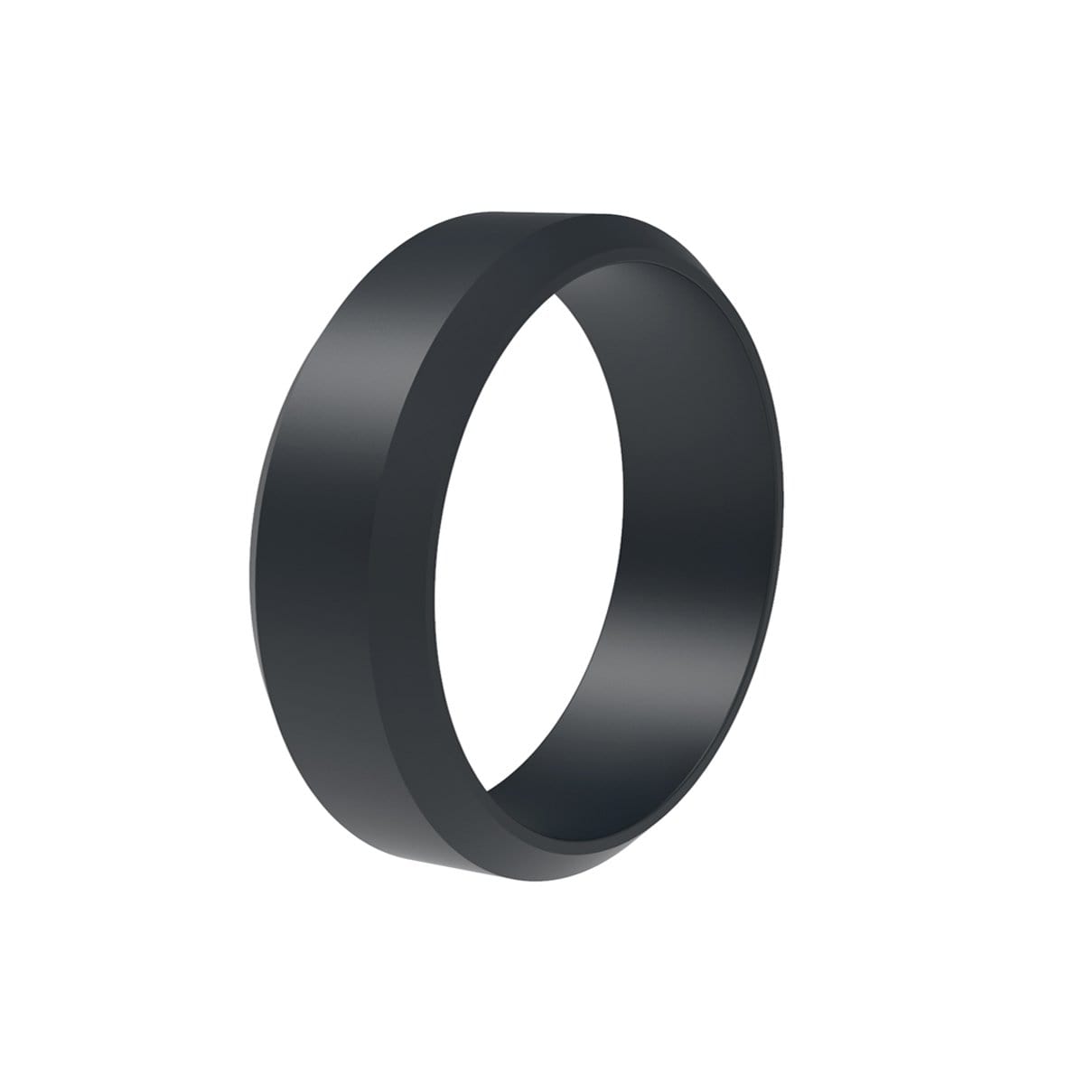 thumbnail image 2 of Keepfit Men's Silicone Wedding Ring – Comfortable Flexible Step Edge Band In Black 2 of 6