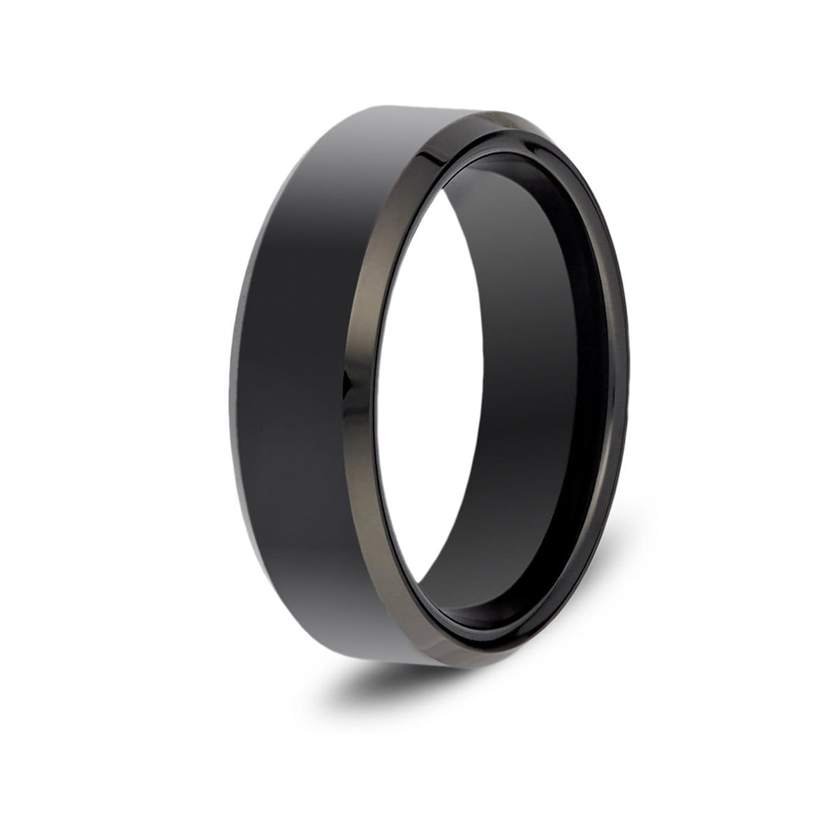 Men’s Beveled Black Tungsten Ring