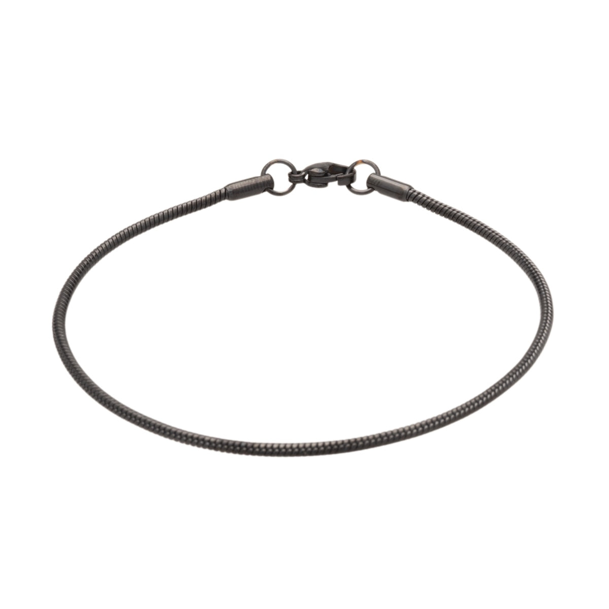 Black Round Snake Chain Bracelet (2mm)