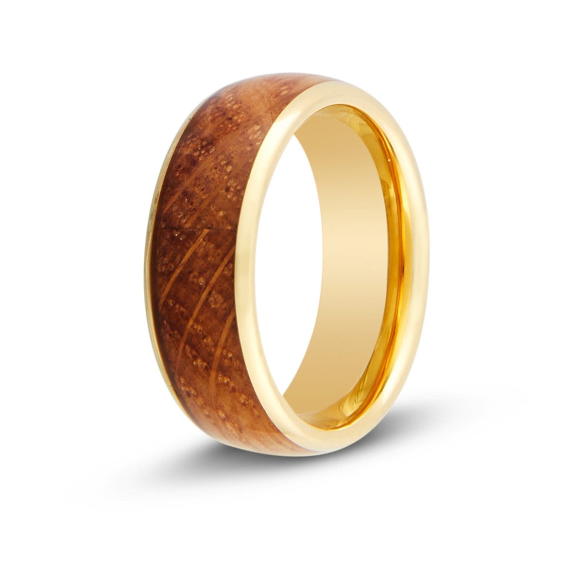 Men’s Gold Whiskey Barrel Wood Inlay Ring