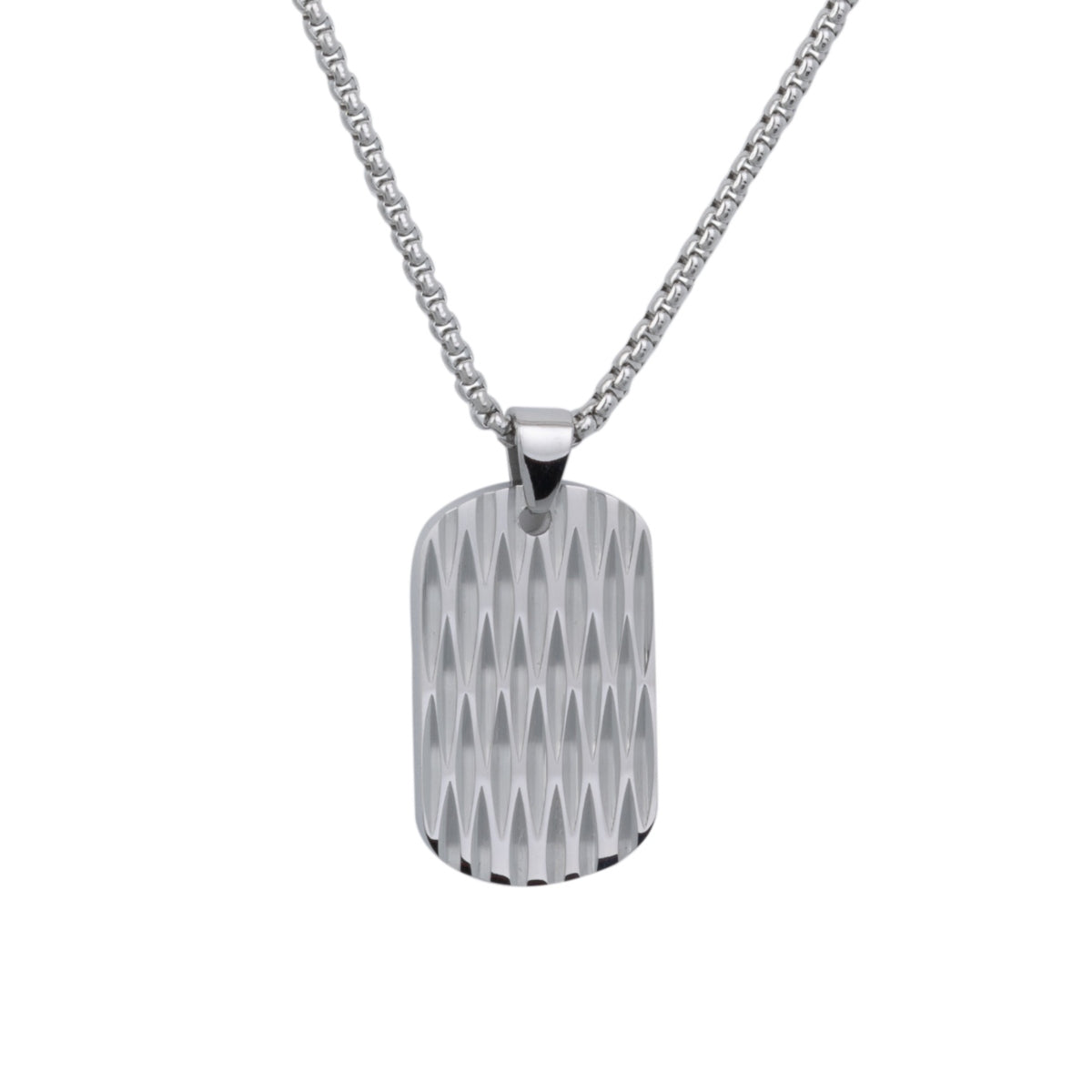 Silver Groove Dog Tag Necklace