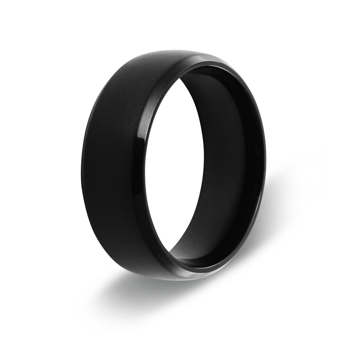 Men’s Beveled Edge Black Titanium Ring