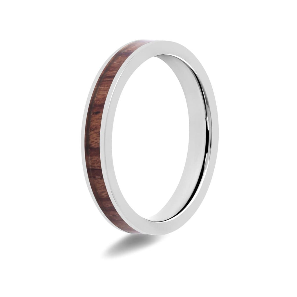 Shops Stainless Steel Ring for Women and Men with Wrapped Polysander Wood Inlay